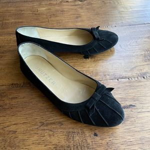 Unutzer Black Suede Bow Ballet Flat Ballet Core 37.5